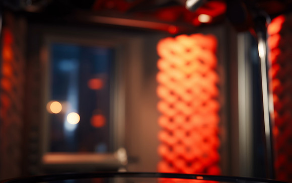 Modern professional microphone in recording studio